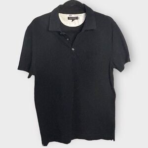 Banana Republic Performance Pique Polo Shirt Solid Black M Pocket Stretch Cotton